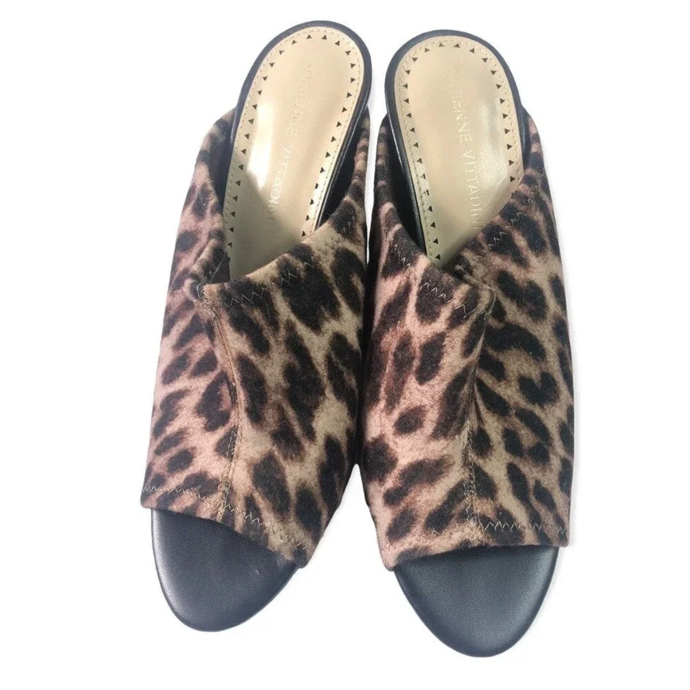 Adrienne Vittadini Galaxy Leopard Print Peep Toe Sandal